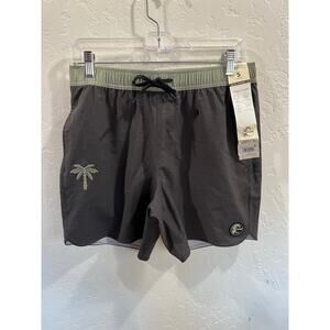 NWT- O’Neill Men’s Swim Shorts Gray Palm Tree Above Knee Size Small